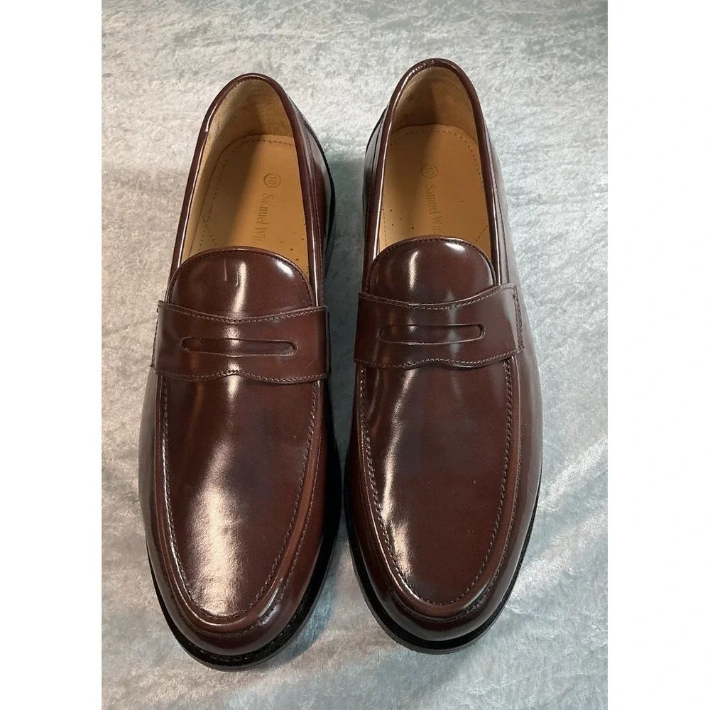 Samuel Windsor Men's Brown Leather Penny Loafers Dress Shoes Size 10 Classic EUC
